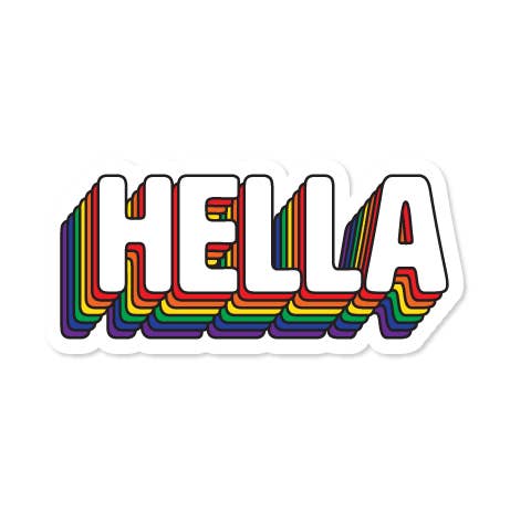 Adesivo impermeabile in vinile Hella Gay, Hella Pride per la vendita all'ingrosso da parte di Campfires & Coffee
