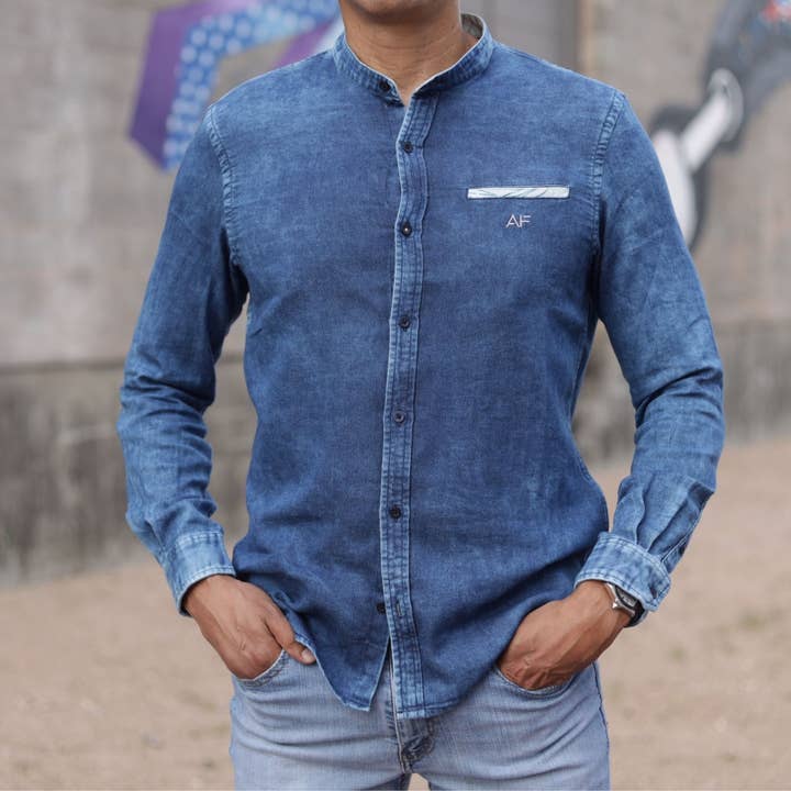 Camisa de manga comprida jeans por atacado de Andrea Febres