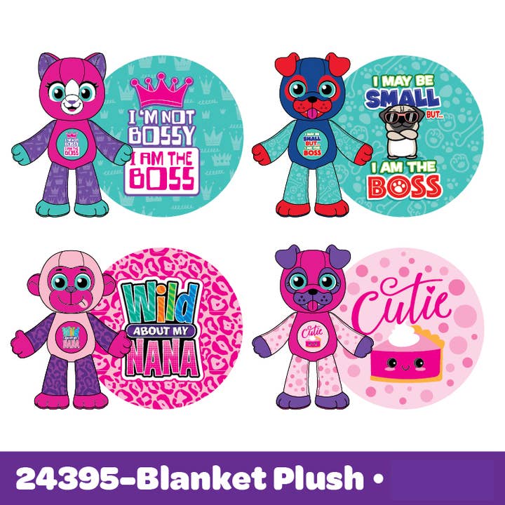 Novelty Brands - Wholesale Stuffed/Plush Toy - Kids & Baby - Kids Blanket & Plush Animal Assortment- 8/Display