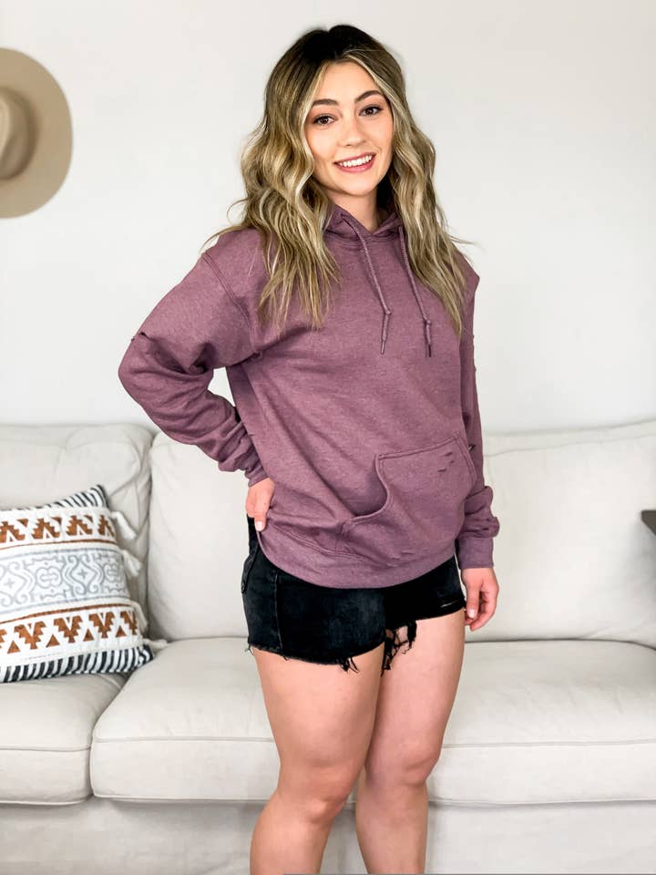 Day Dreaming Distressed Hooded Sweatshirt for wholesale by Pink Antler