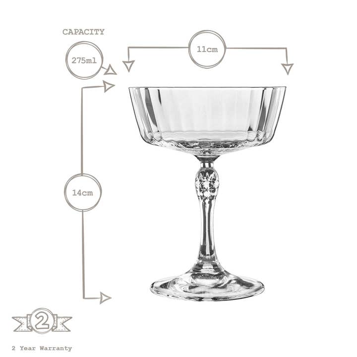 Rinkit Ltd - Wholesale Cocktail/Liquor Glass - Bormioli Rocco America '20s Cocktail Saucer - 275ml
