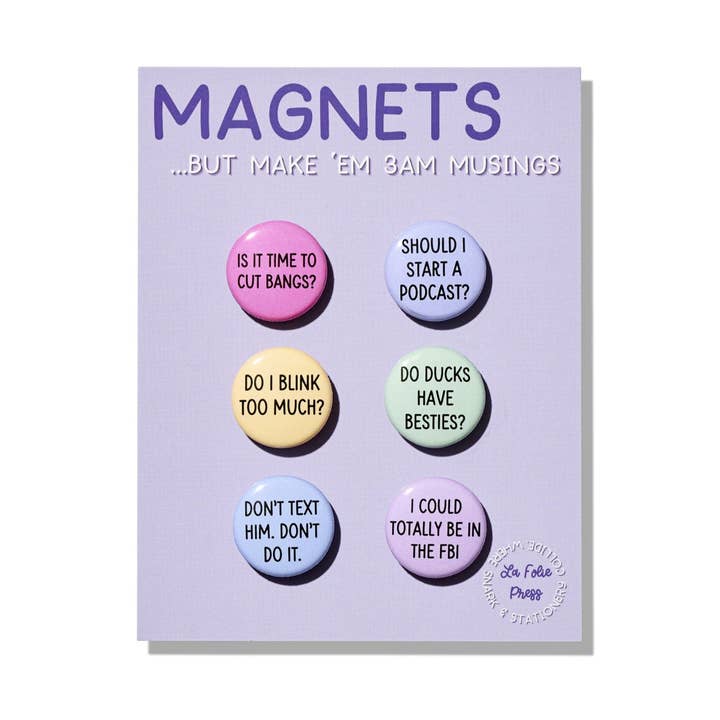 3AM Musings Funny Late Night Thoughts Magnet Set for wholesale by La Folie Press