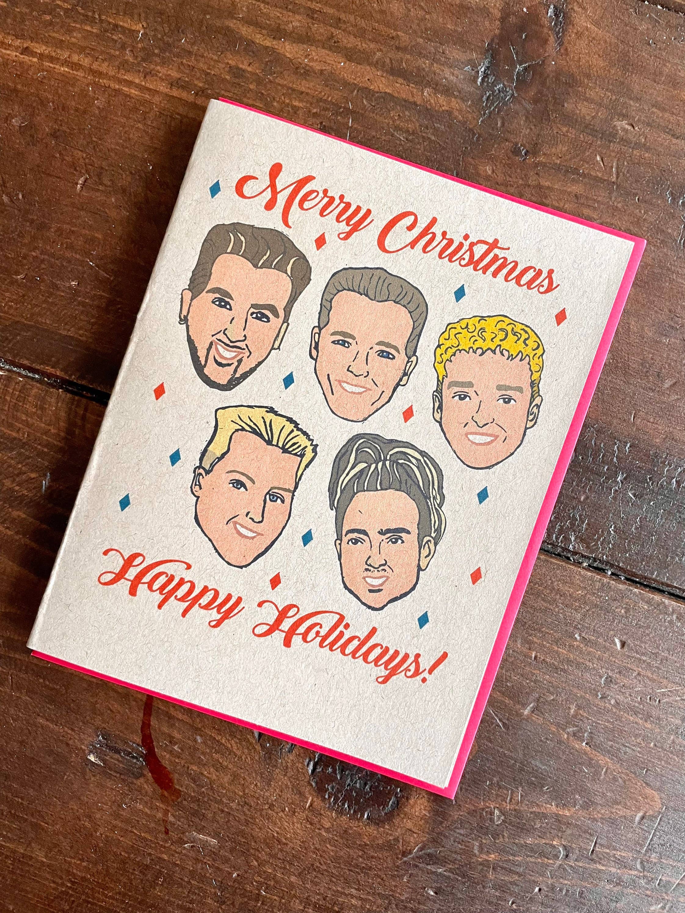 Papermain - Venta al por mayor Tarjetas de Navidad - Tarjeta de Navidad NSYNC, tarjeta de banda de chicos, tarjeta pop de los 90, fiesta de los 903