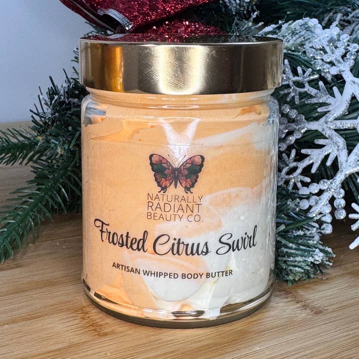 Frosted Citrus Swirl Artisan Whipped Body Butter for wholesale by Naturally Radiant Beauty