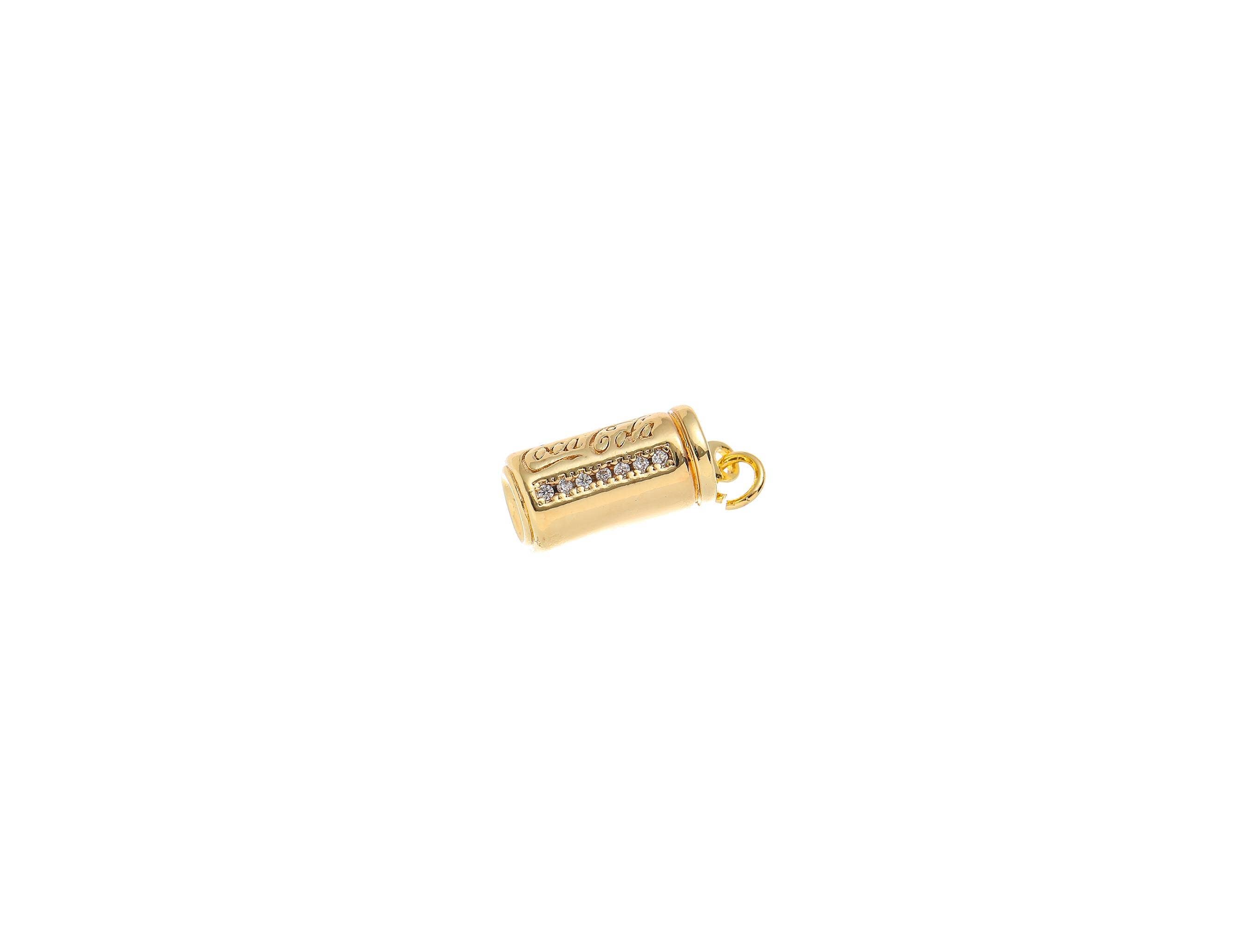 Jewel Pledge - Wholesale Individual Charm/Pendant - 18k Gold Mini Cola Soda CZ Dangle Charm Pendant CPG15231
