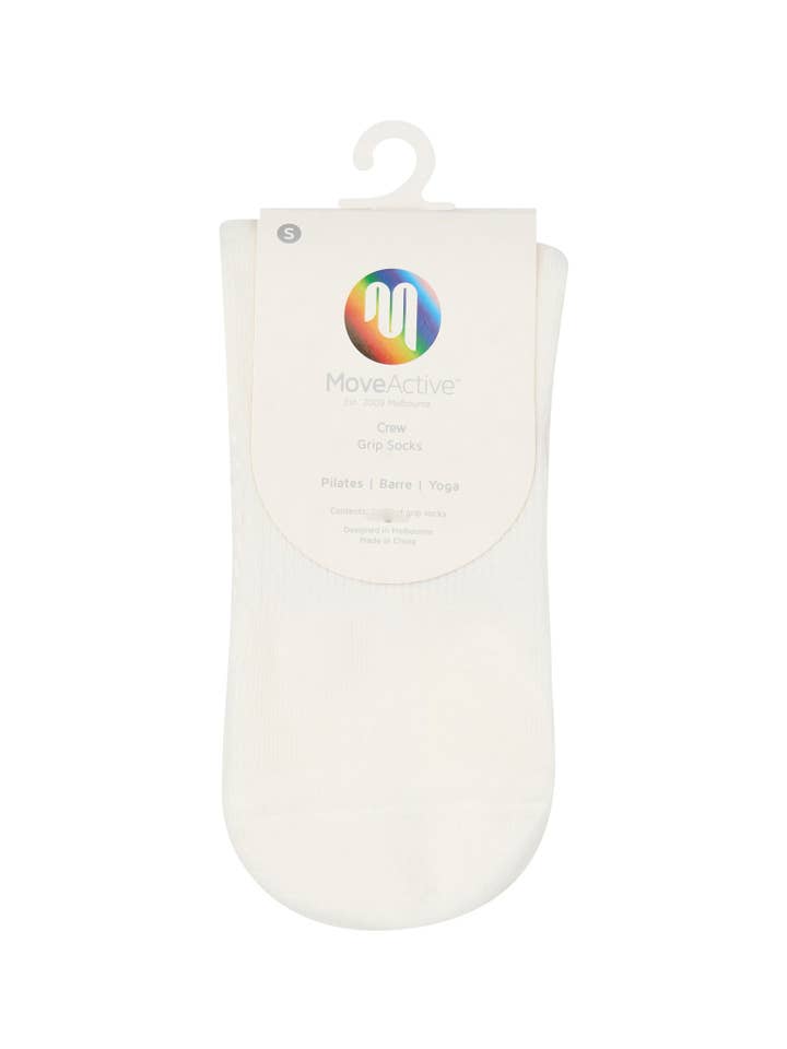 MoveActive - Wholesale Socks - Women's - Quarter Crew Non Slip Grip Socks - Rainbow Ivory
