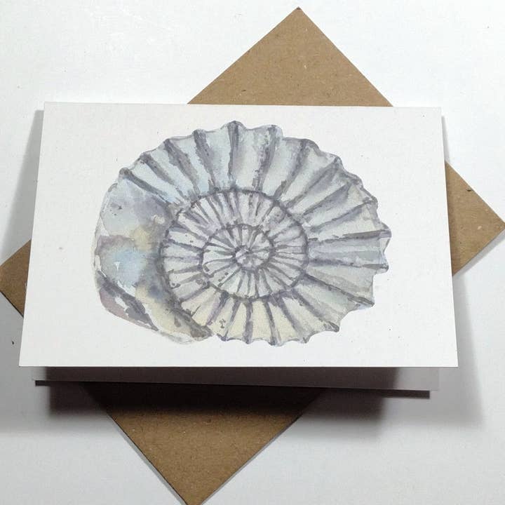Mini Cards - Fossil Series - Ammonite - Handmade in Devon for wholesale by Devon Fox