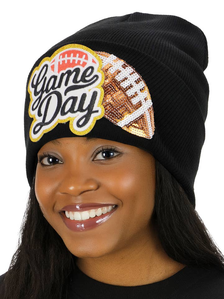 Fußball-Spieltag-Patch Acryl-Beanie mit Umschlagkante für den Großhandel von Cap Zone