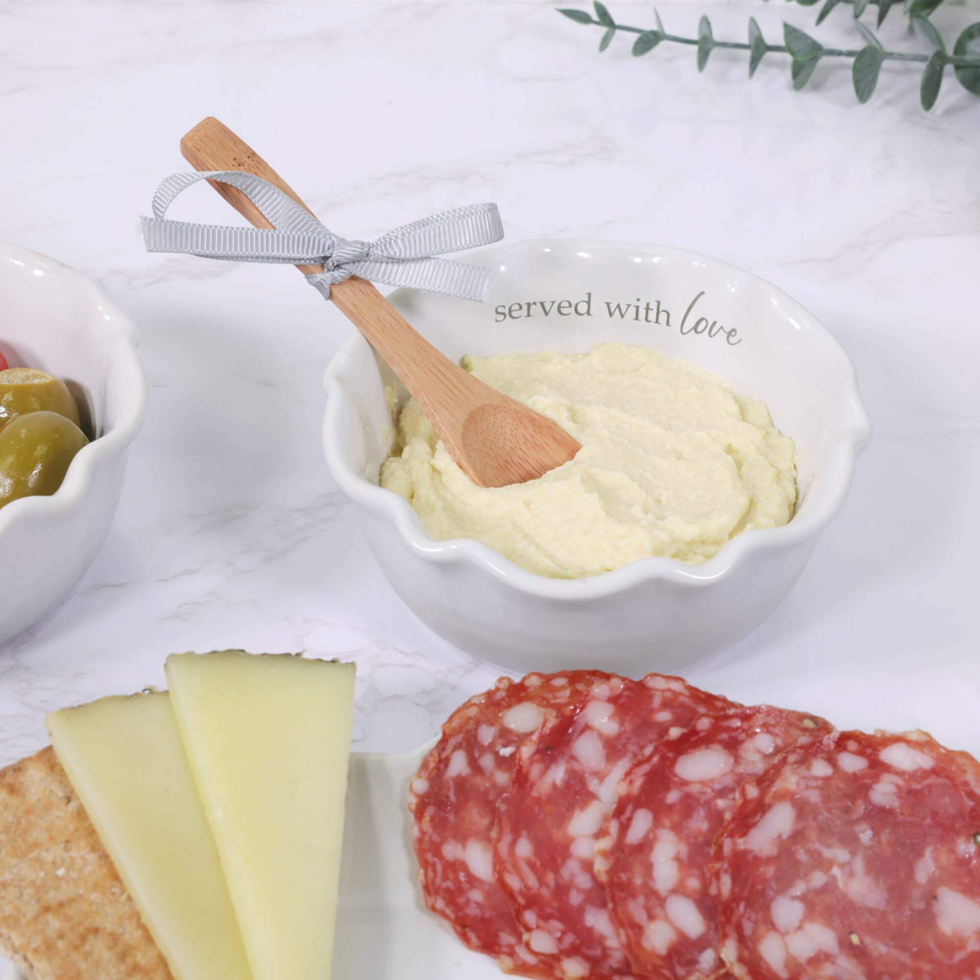 Pavilion - Wholesale Serve Bowl - Love - 4.5" Ceramic Bowl with Bamboo Spoon2