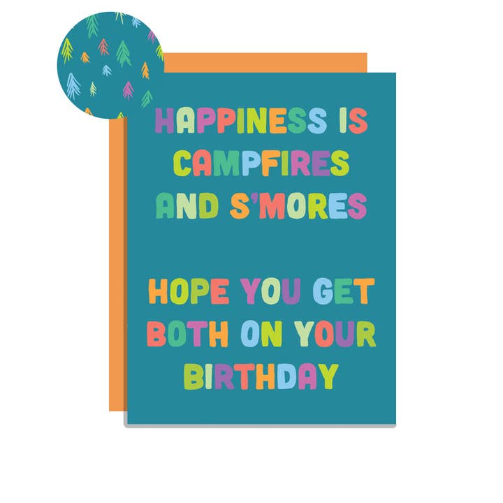 Happiness and S'mores Card for wholesale by Wild Lettie