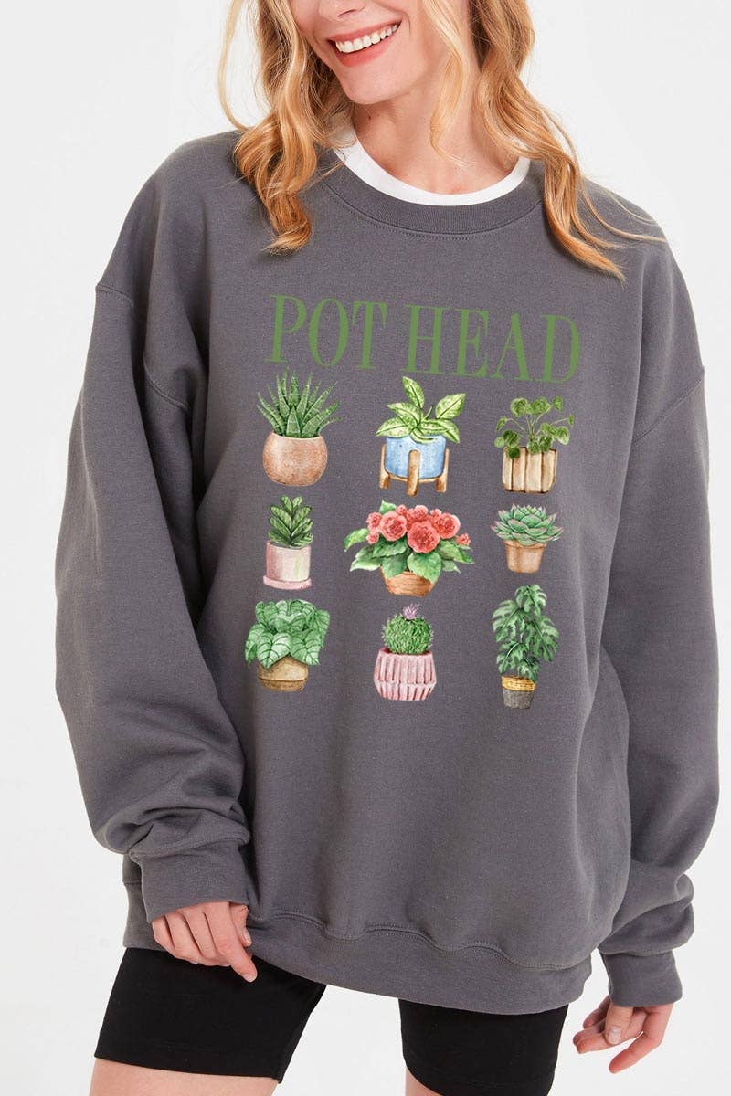 COLORBEAR - Wholesale T-Shirt (Graphic) - Women's - Pot Head Plant Lover Graphic Sweatshirt2