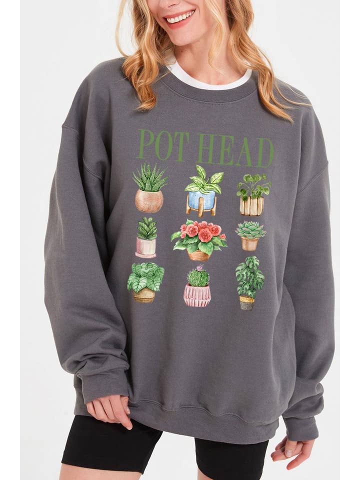 COLORBEAR - Wholesale T-Shirt (Graphic) - Women's - Pot Head Plant Lover Graphic Sweatshirt2