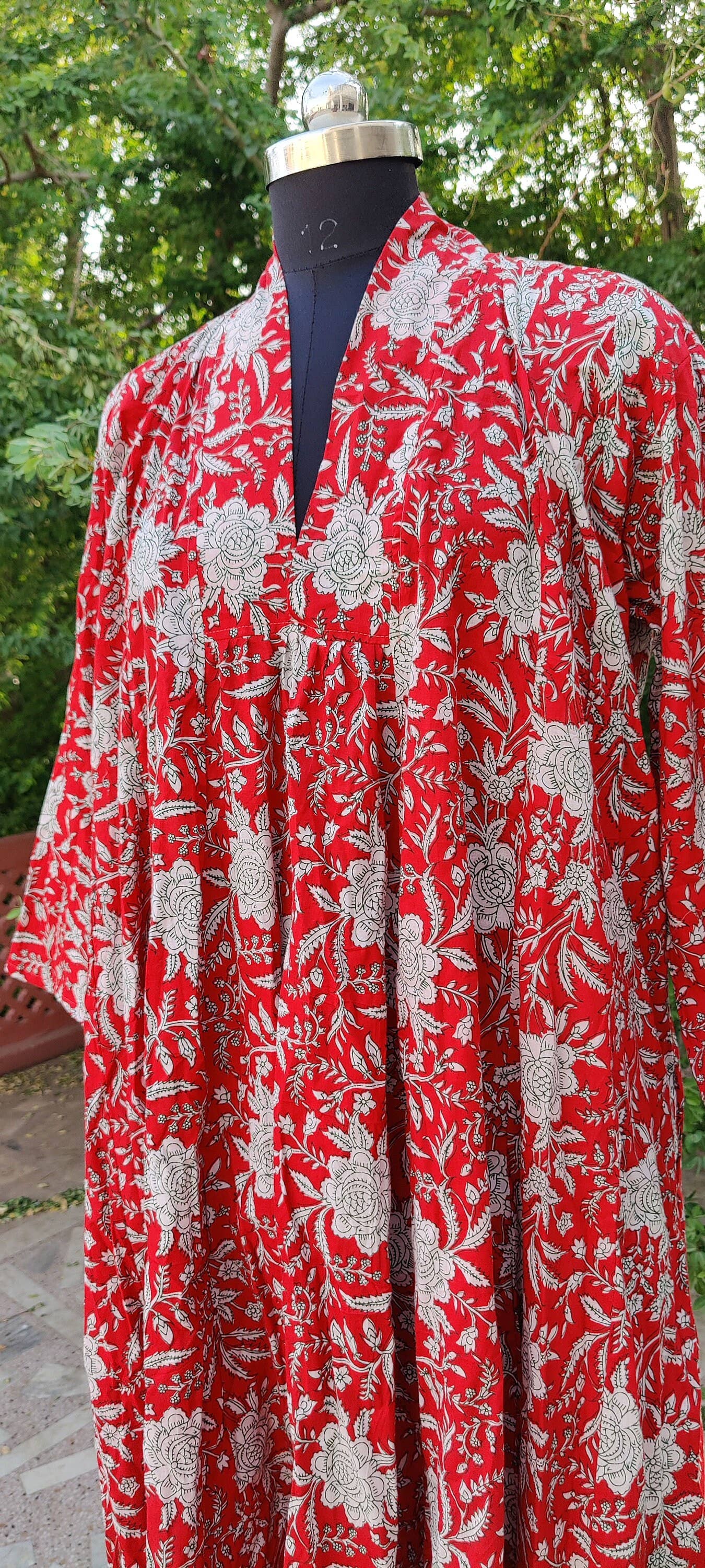 Bhawana Handicrafts - Wholesale Dress - Women's - Hand Block Print Floral Cotton Maxi Dress Indian Style5