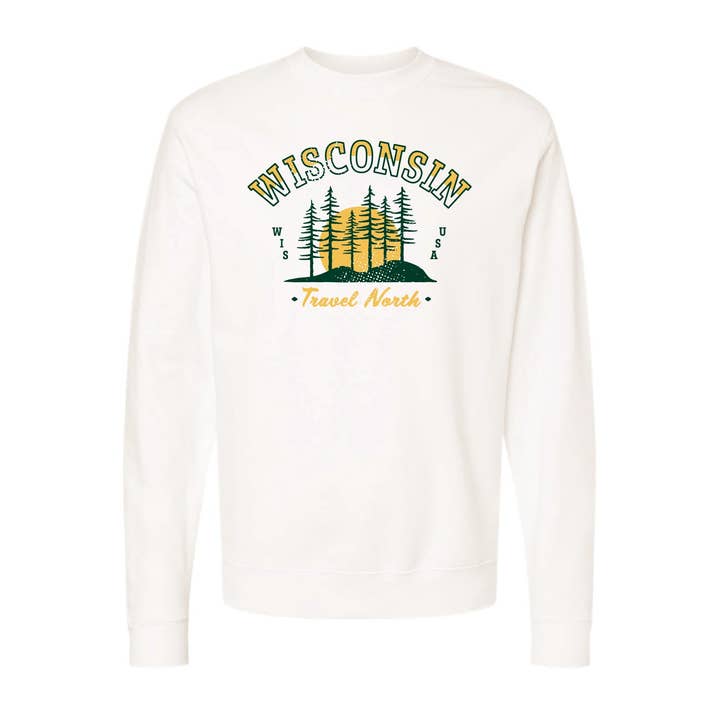 Travel North WI Unisex Midweight Crewneck Sweatshirt for wholesale by Lakeside Clothing Co.