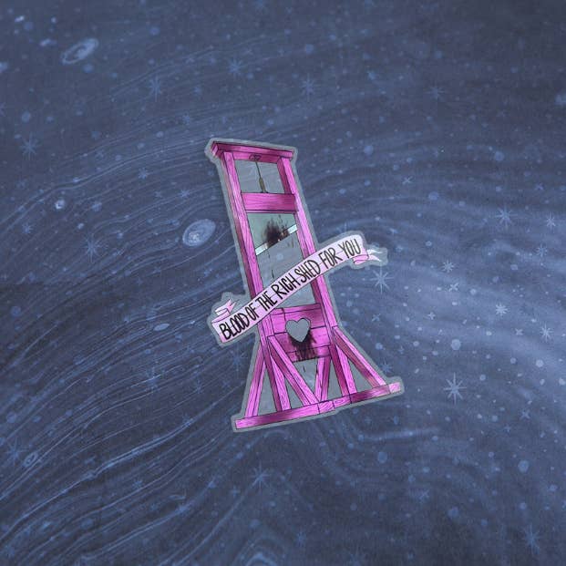 spacecase.cafe - Wholesale Sticker - For The Rich - Pink Guillotine Clear Vinyl Sticker1