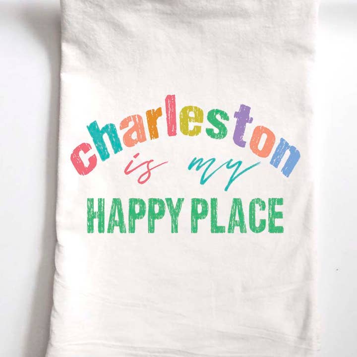 Aspen Lane - Wholesale Tea Towel - Happy Place (Summer) Custom City or Neighborhood Gift Towel