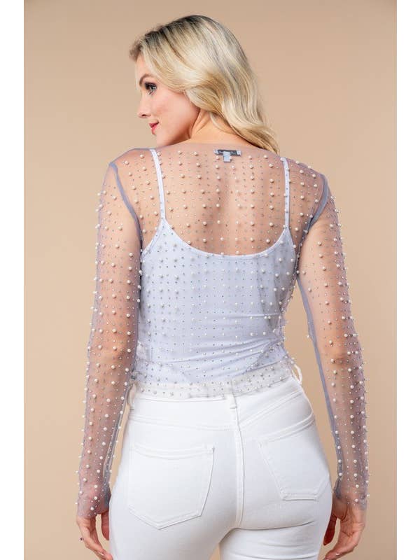 White Birch - Wholesale Blouse - Women's - T24705 Long Sleeve Metalic Mesh Top17