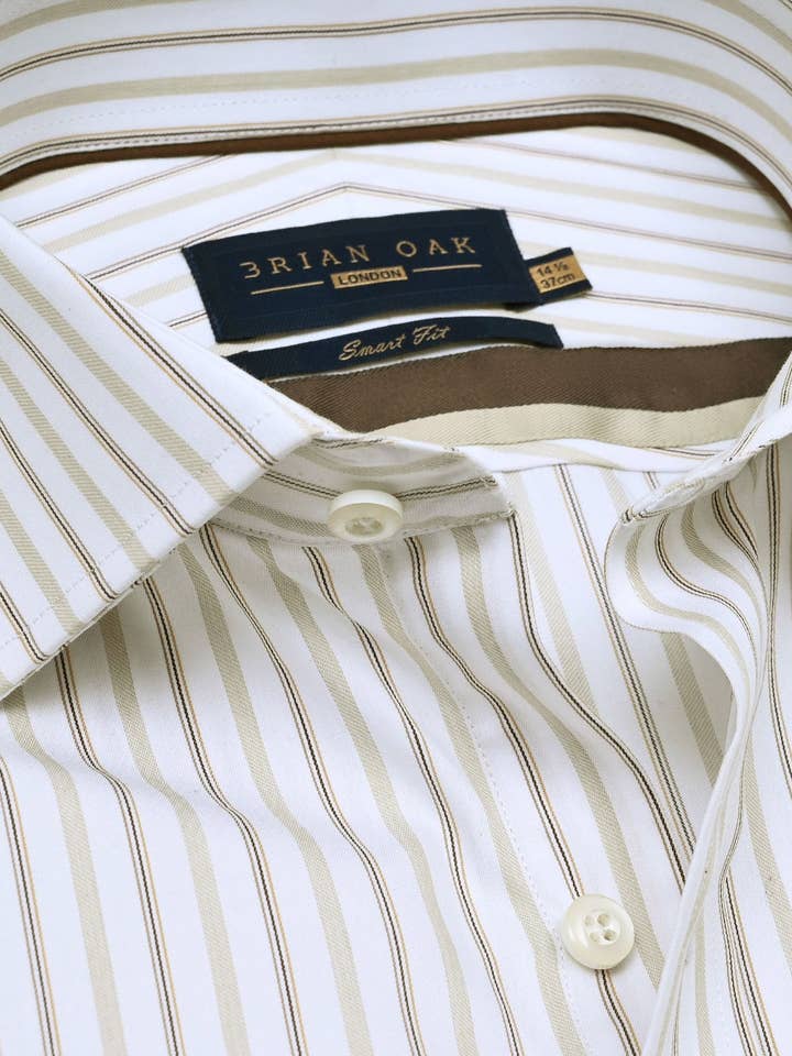 Gestreiftes Twill-Hemd – Rehbraun für den Großhandel von Brian Oak Limited