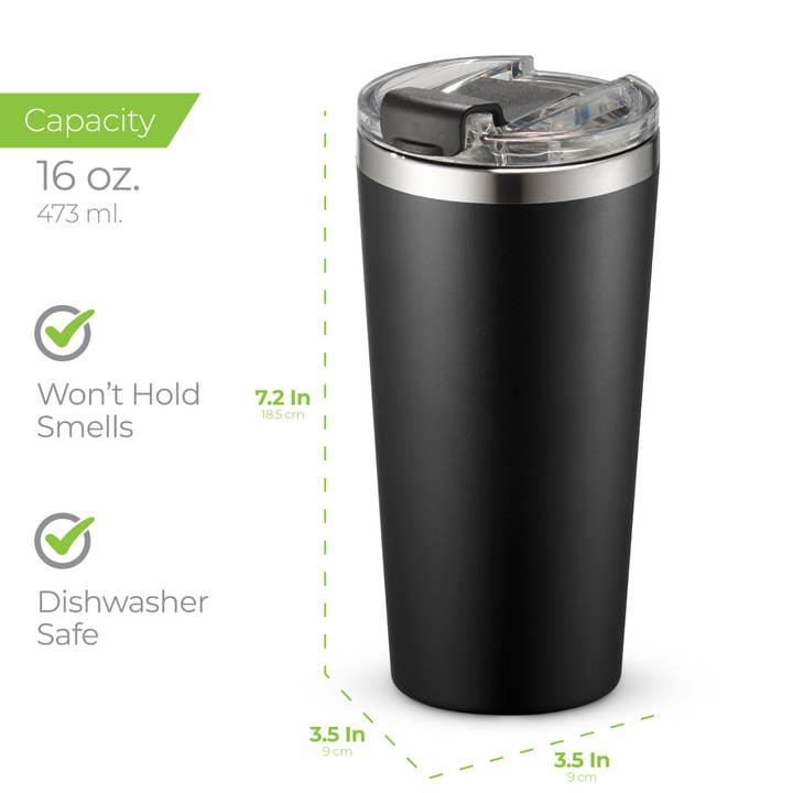 SipX - Wholesale Coffee/Tea Cup - Triple-Insulated Coffee Tumblers - 16oz, Stainless Steel