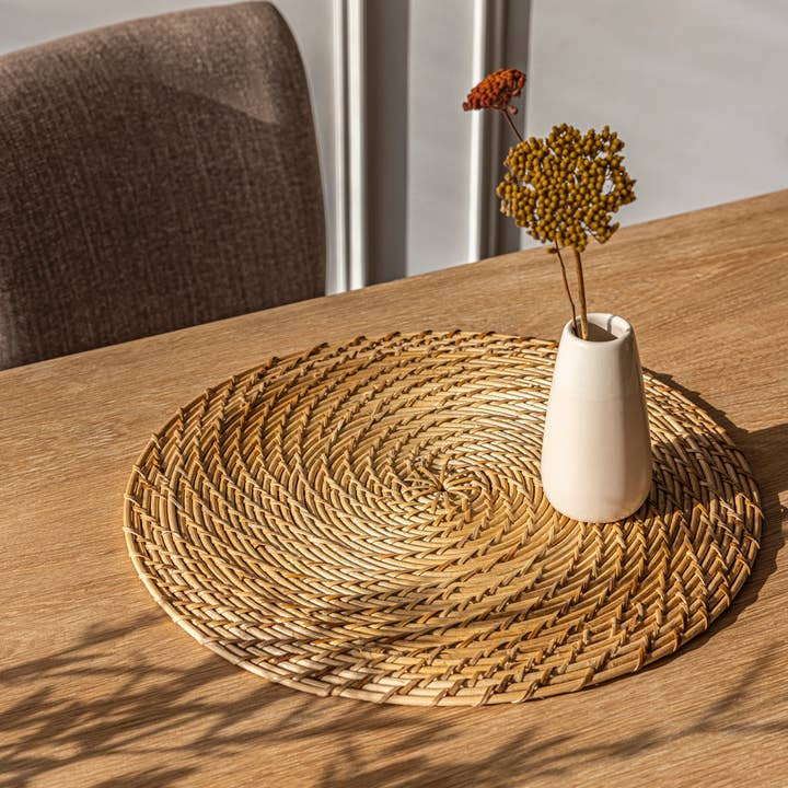 Brown Natural Rattan Round Placemats – Set of 2 for wholesale on Faire0