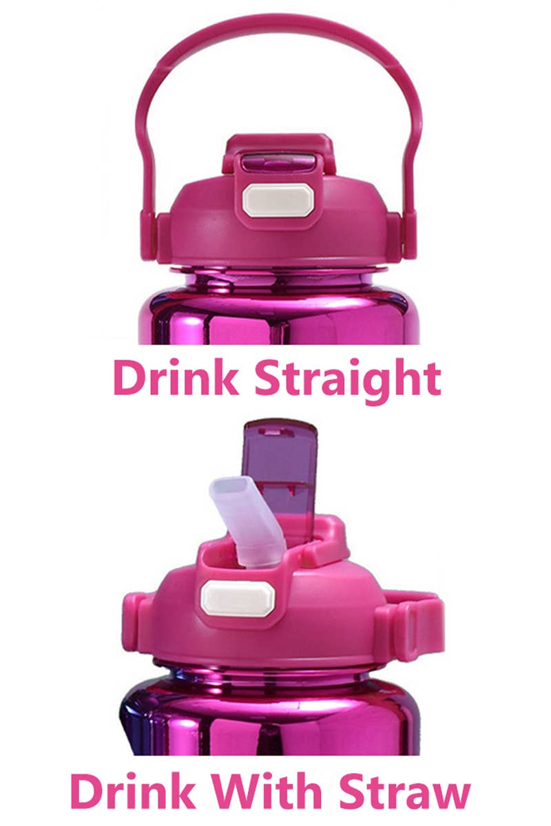Cap Zone - Wholesale Water Bottle - Metallic Ombre 3 PC Sippy Straw Tumbler Water Bottle Cup Set3
