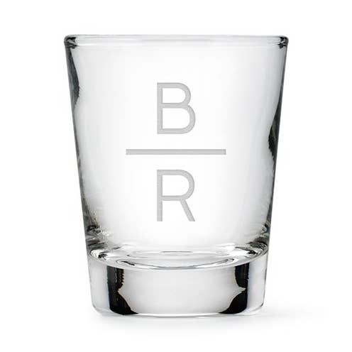 Weddingstar Inc. - Wholesale Shot glass - Clear 1 Oz. Shot Glass - Stacked Monogram0