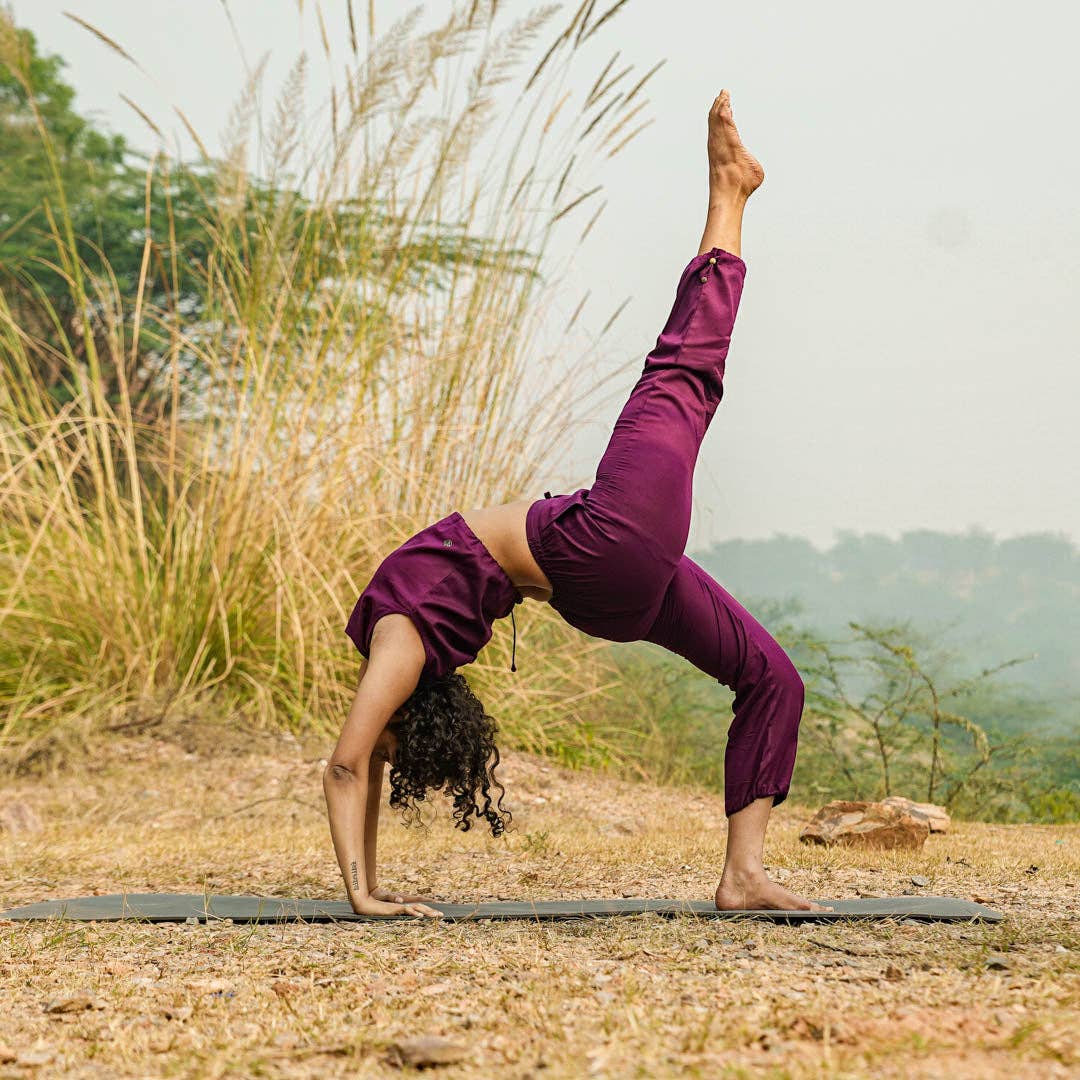 AKISO – wholesale Athletic pants – Women′s – Women Cotton Yoga Pants Purple -Ananda0