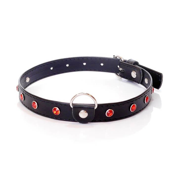 Bossoftoys - 33-00121 - Coleira Fetiche Vermelha com pedras - 2 cm de largura - Linha vermelha ajustável - fácil de pendurar - com etiqueta de produto / código de barras por atacado de Kinky Pleasure