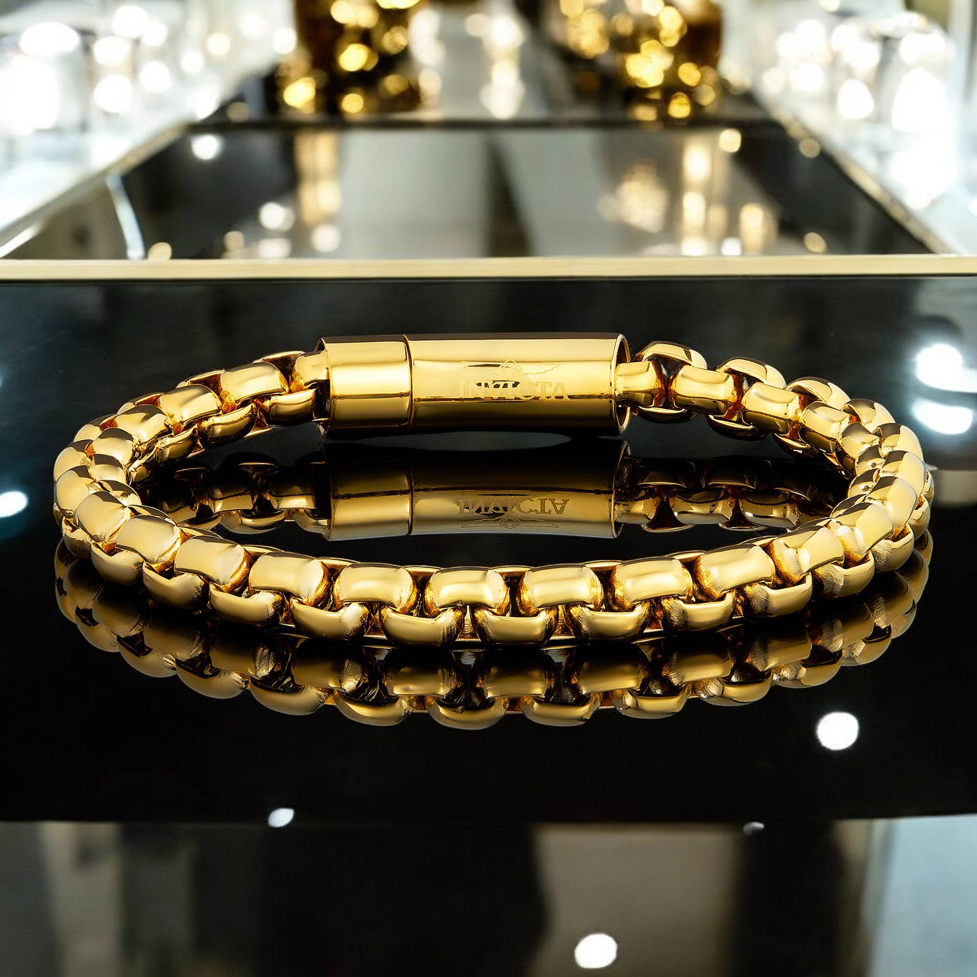 West Coast Jewelry – Engroshandel Armbånd med led og kæde – Invicta Smykker Poleret Boks Kæde Stål Armbånd (8mm) - 9"4