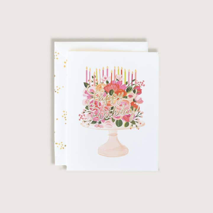The First Snow - Wholesale Birthday Card - Happy Birthday Cake with Flowers and Candles Greeting Card