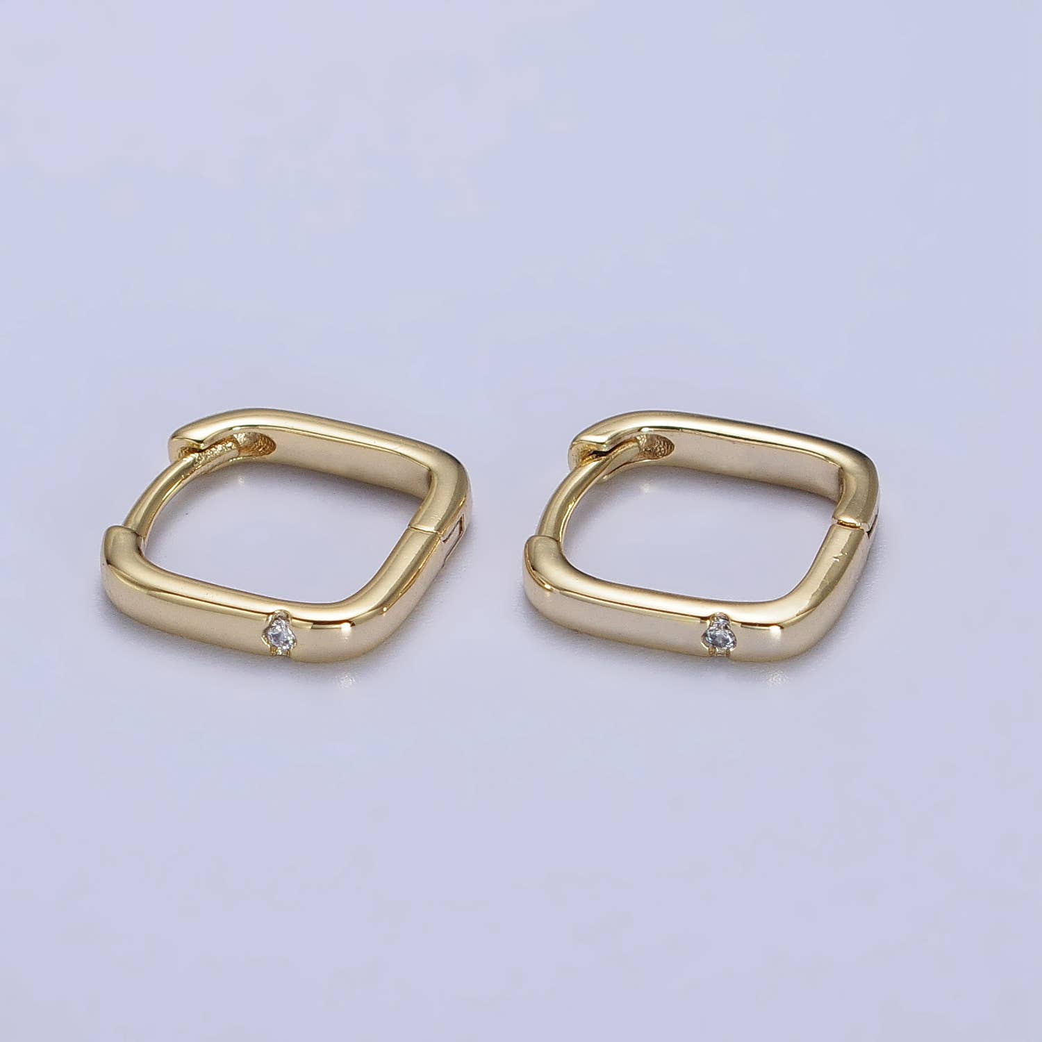 Aim Eternal – wholesale Hoop earrings – 14K Gold Filled Clear CZ Boxy Square Hoop Earrings | AB241