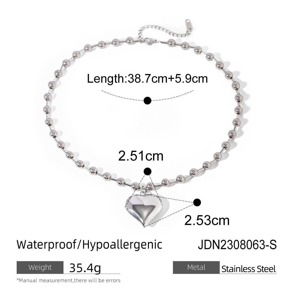 Dipped Shop - Wholesale Pendant/Charm Necklace - Cubic Love Pendant Bead Chain Necklace DPJN09061