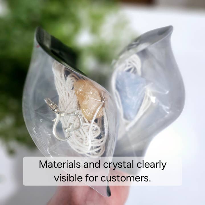 Cord + Quartz - Wholesale DIY Craft Kit - Macrame wrapped crystal keychain DIY craft kit.
