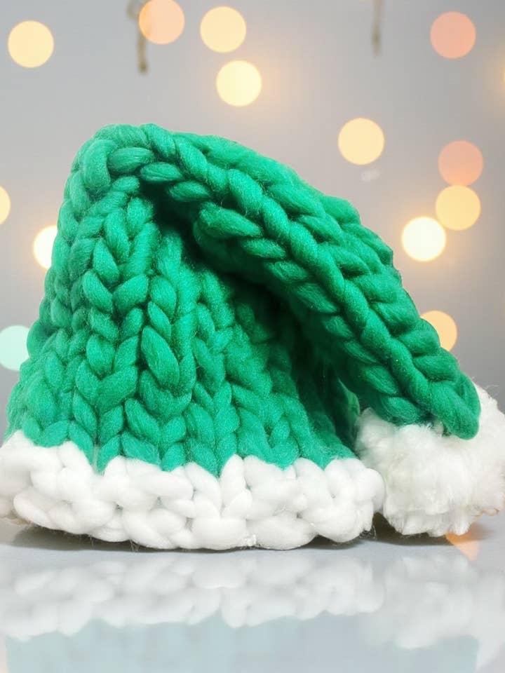 Chapeau de lutin de Noël, Chapeau de Père Noël tricoté, Chapeau de Père Noël vert pour la vente par Happy Dream Gifts