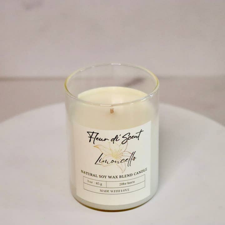 Soy Blend Candle | Glass and Bamboo Container | Limoncello for wholesale by Fleur di'Scent