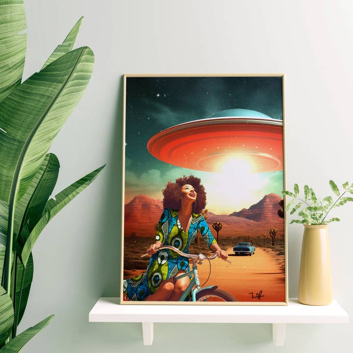 Ta mig Mr Alien! - Vintage Collage Konst, Retro Konst för wholesale av Blue Coffee Arts