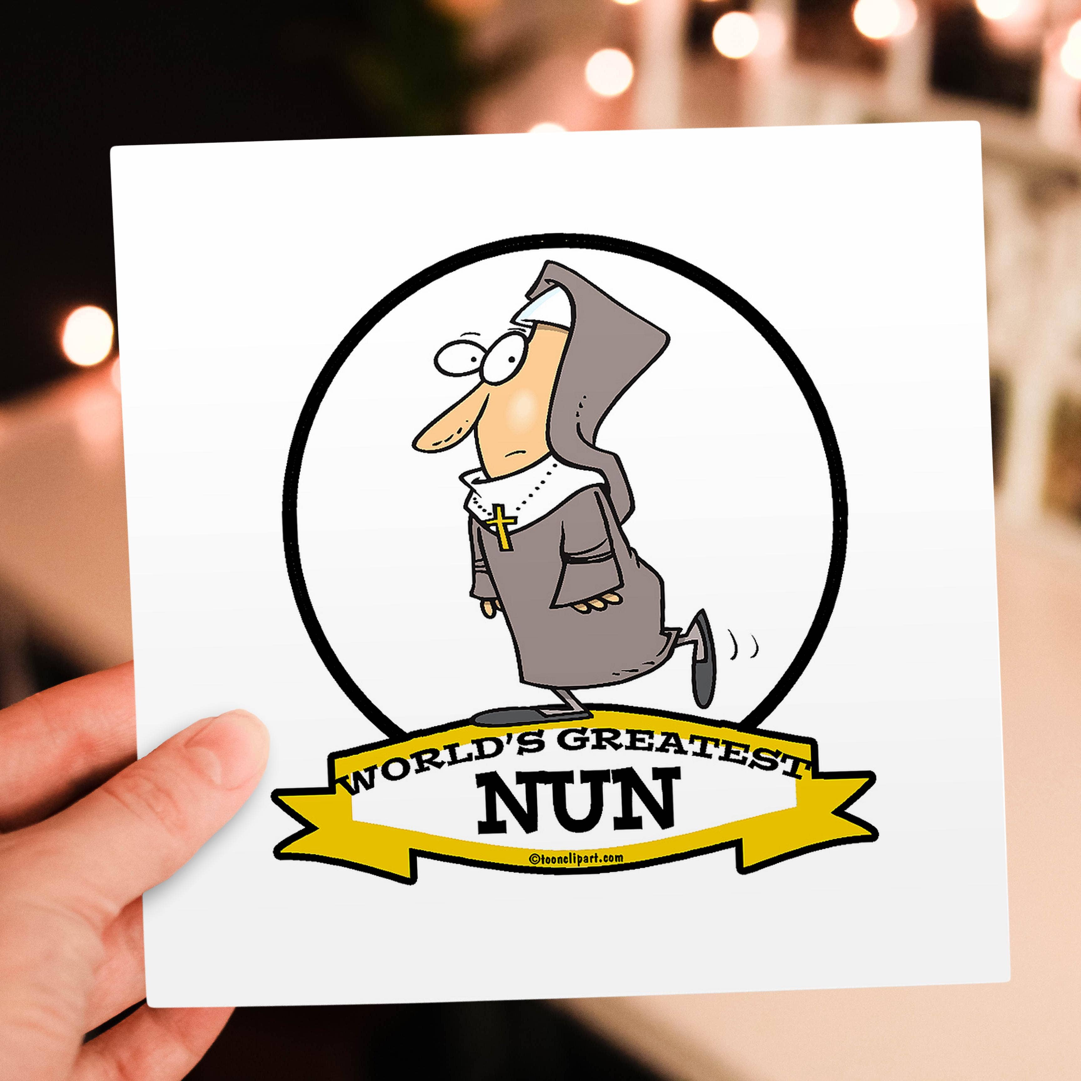 3dRose - Vendita all'ingrosso Biglietti di auguri generici - 3dRose, Divertente Cartone Animato della Migliore Suora del Mondo, Biglietto di Auguri5