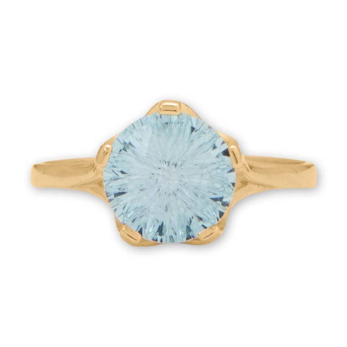 14 Karat Gold Precision Cut Sky Blue Topaz Ring for wholesale by Silver Stars Collection
