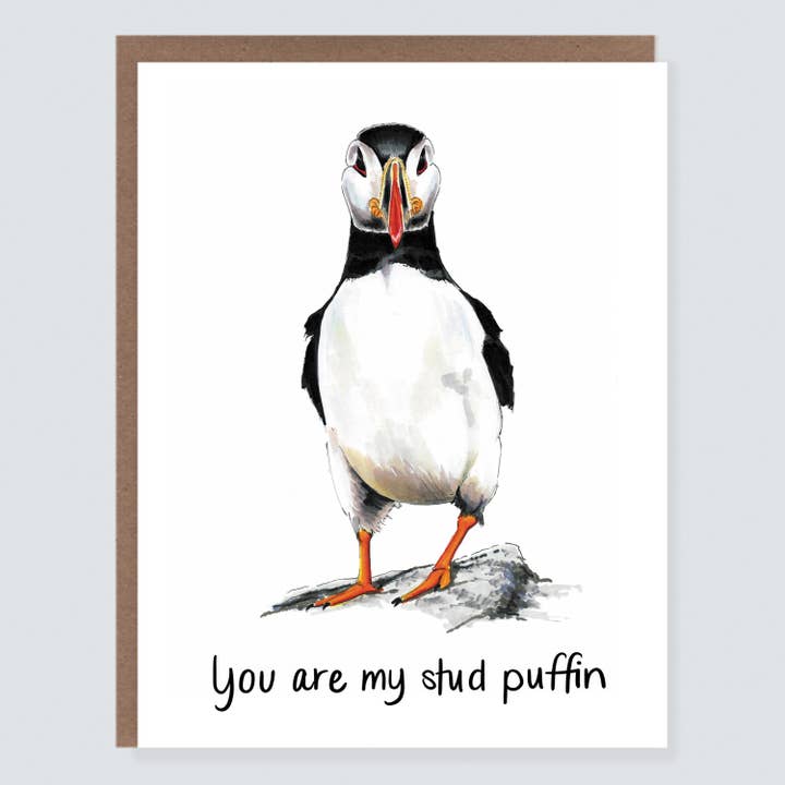 Stud Puffin | Punny Love Card
for wholesale by Morgan Swank Studio