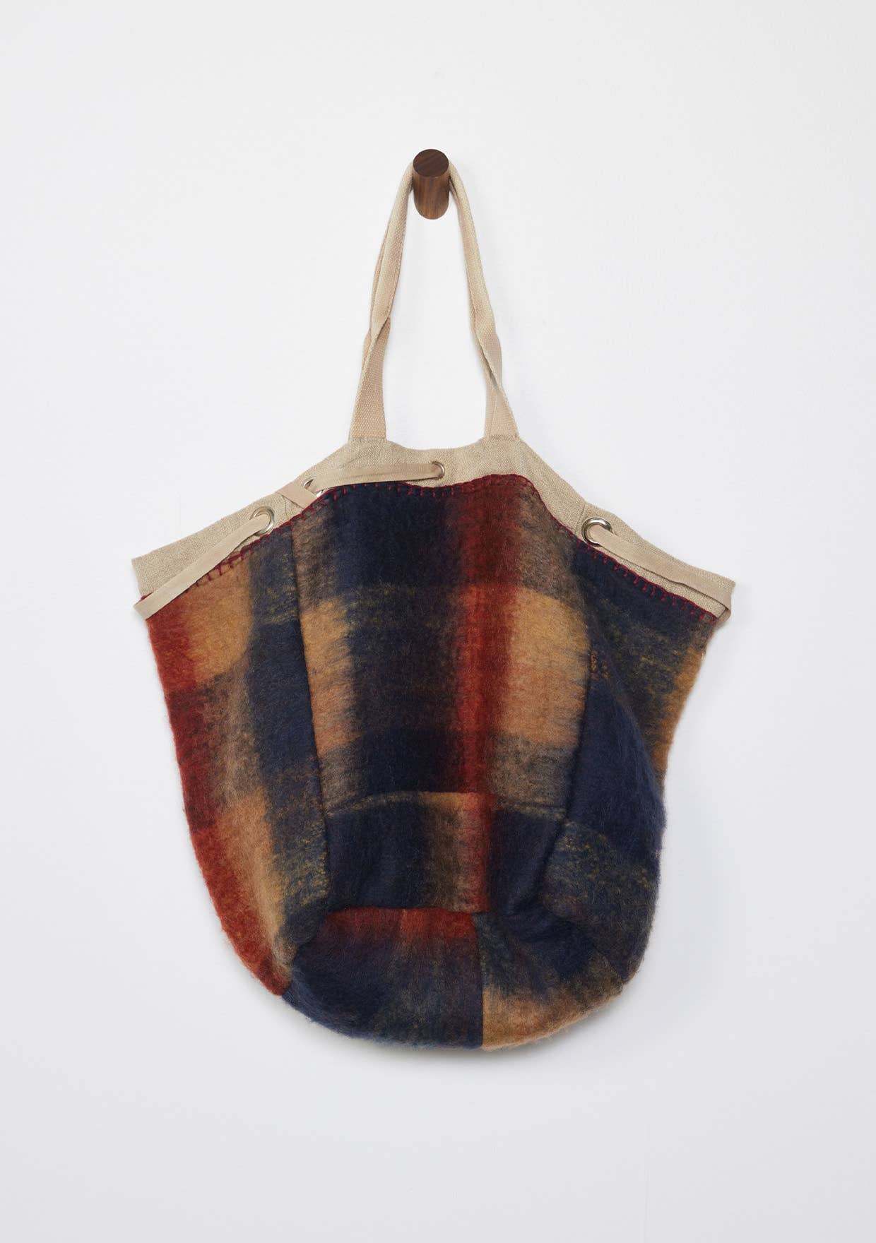 Large Reversible Canvas Tote Bag with Navy Plaid Interior for wholesale on Faire6