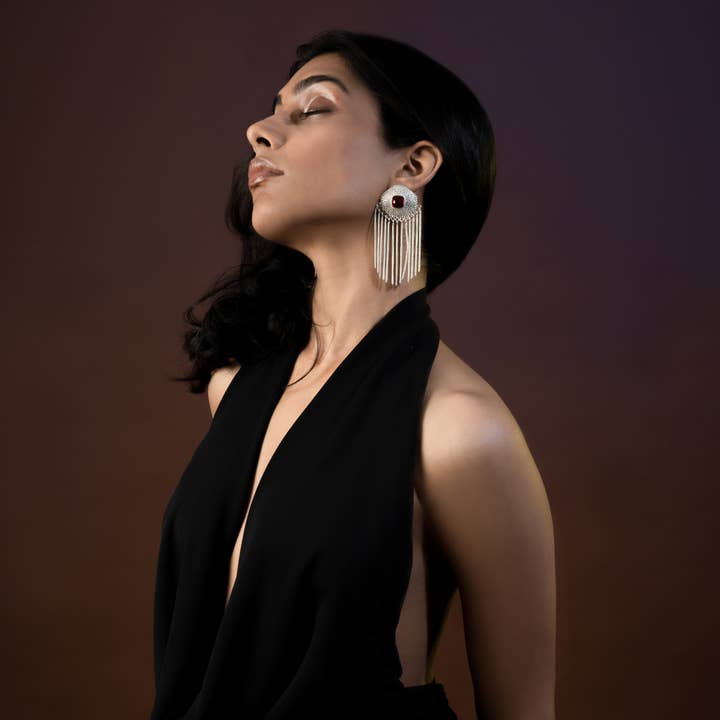 DIORA - Wholesale Dangle earrings - Red Dangle Drop Gold Chain Tassels Long Earrings for women6