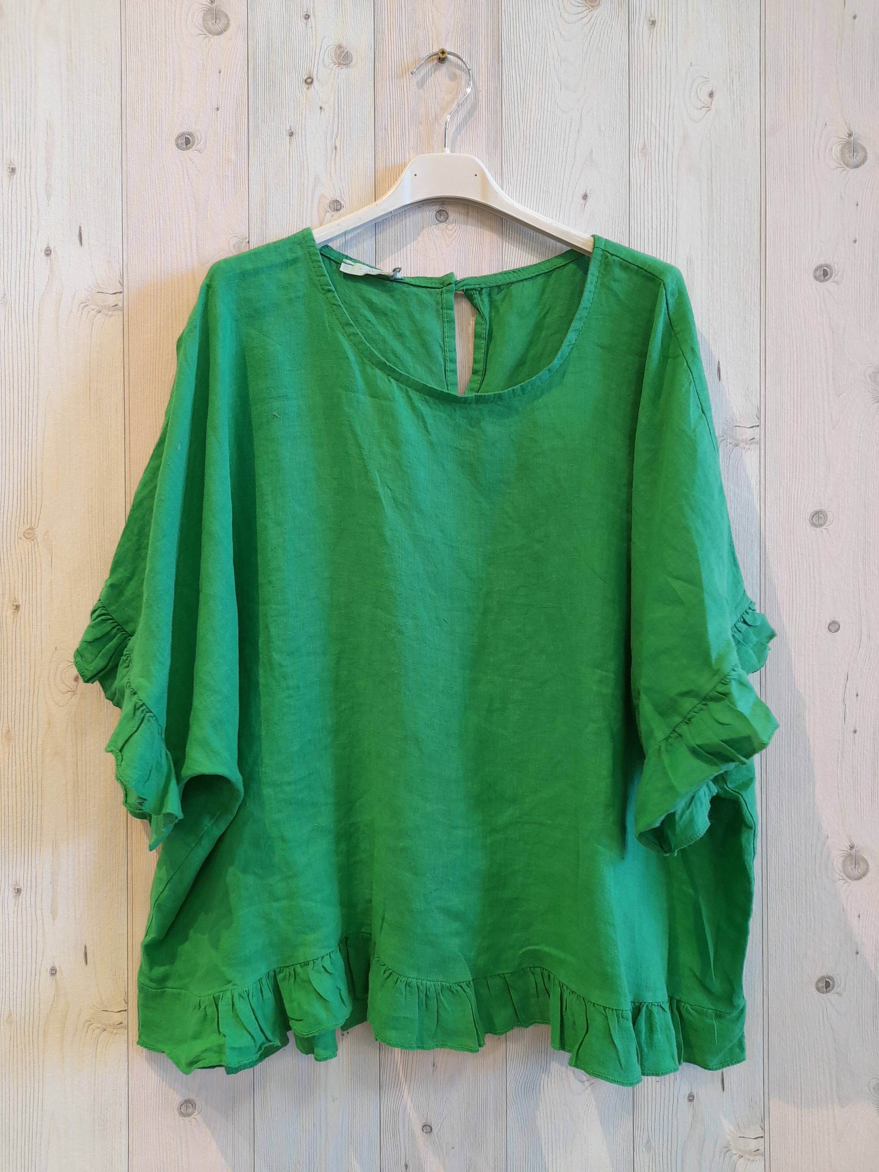 Linen & More - Vente Chemisier – femme - Blouse à volants 100 % lin - réf 1074011