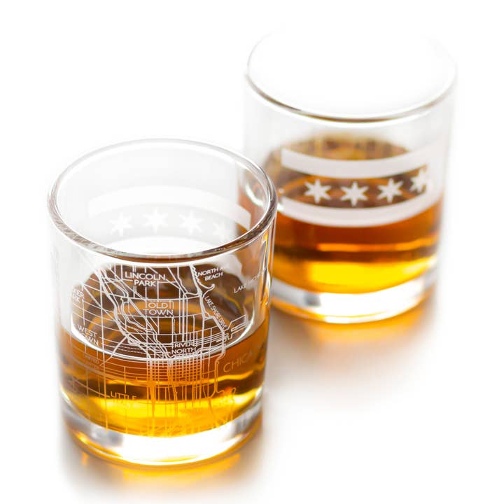 Chicago Whiskey Map Glass (Set of 2) for wholesale by RES|SCU