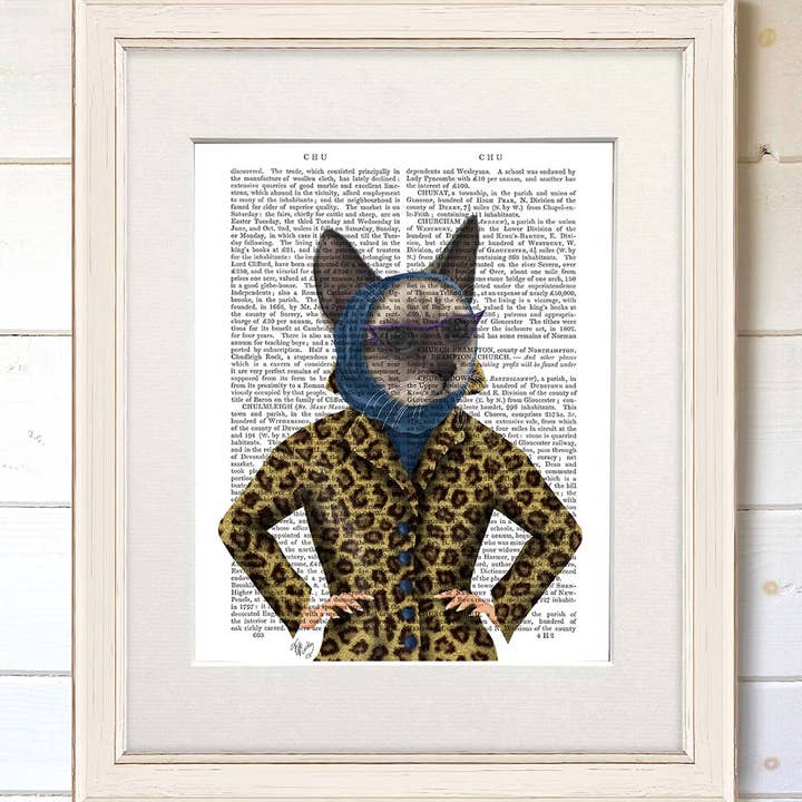 FabFunky Ltd – Engroshandel Kunsttryk – Kat med Leopard Jakke, kattebog print/Art Print