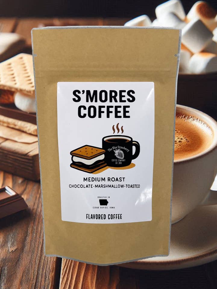 S'mores (gearomatiseerde koffie) voor wholesale door The Blue Strawberry Coffee Co