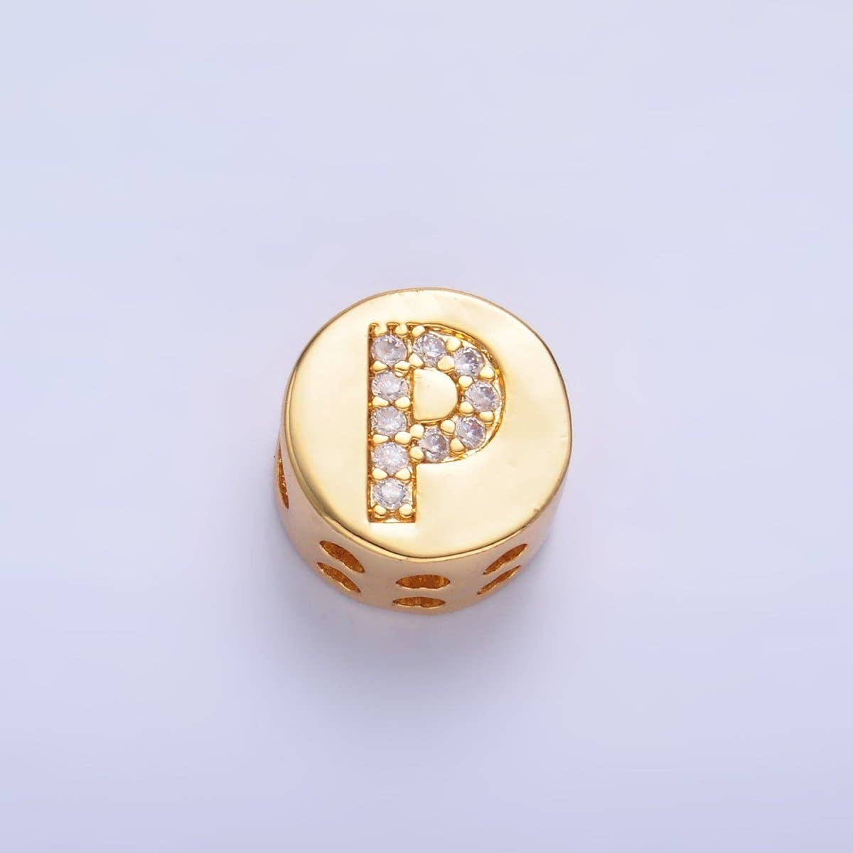 Aim Eternal - Wholesale Beads - 24K Gold Filled Alphabet Letter Micro Paved CZ Round Bead | A1526 - A153815