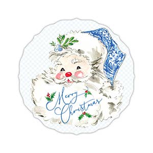 Handpainted Blue Santa Posh Die-Cut Placemat for wholesale by RosanneBeck Collections