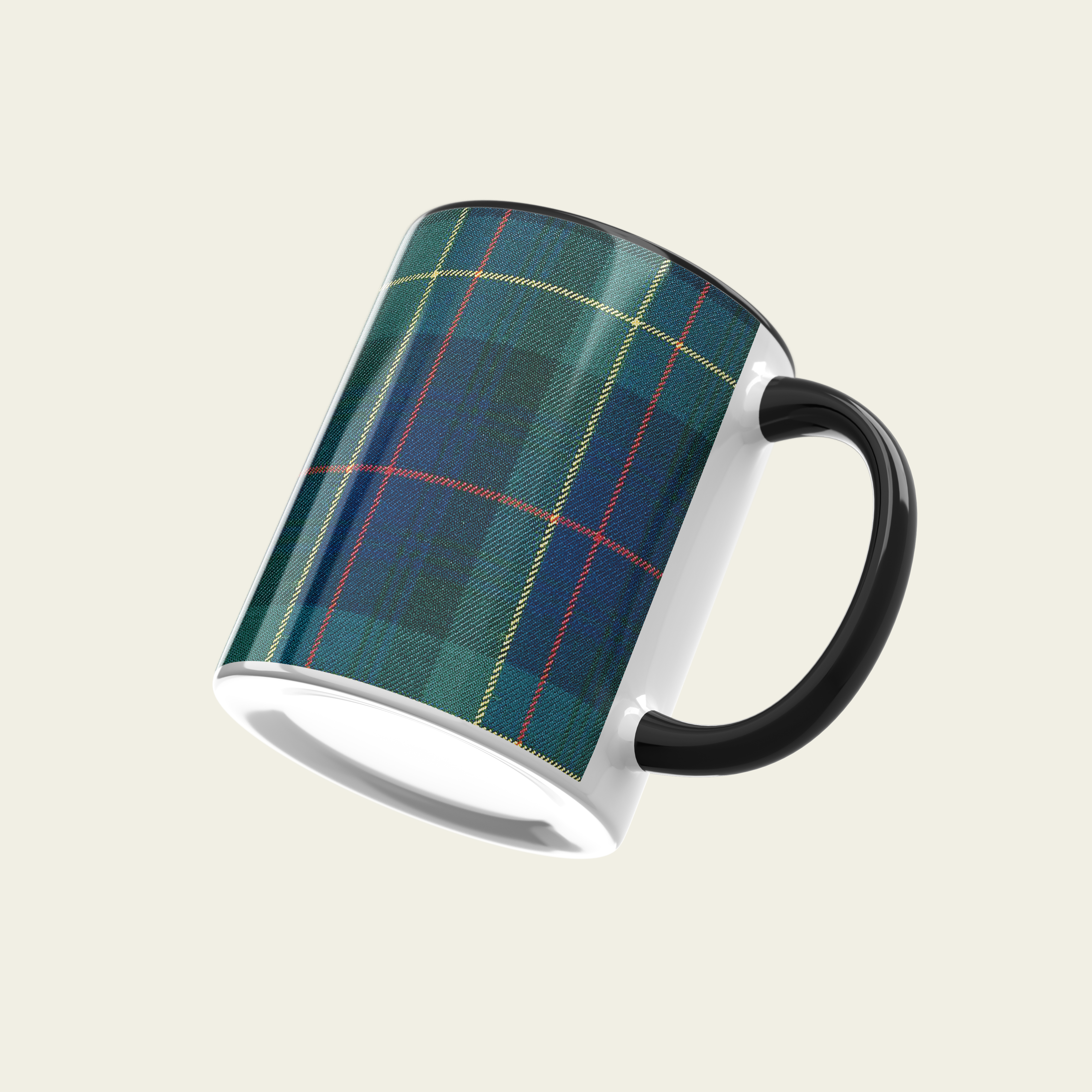 URBAN.ITY SRL - Wholesale Koffiemok - Tartan Keramische Mok 325ml - DONKERBLAUWE/GROENE VIERKANTEN2