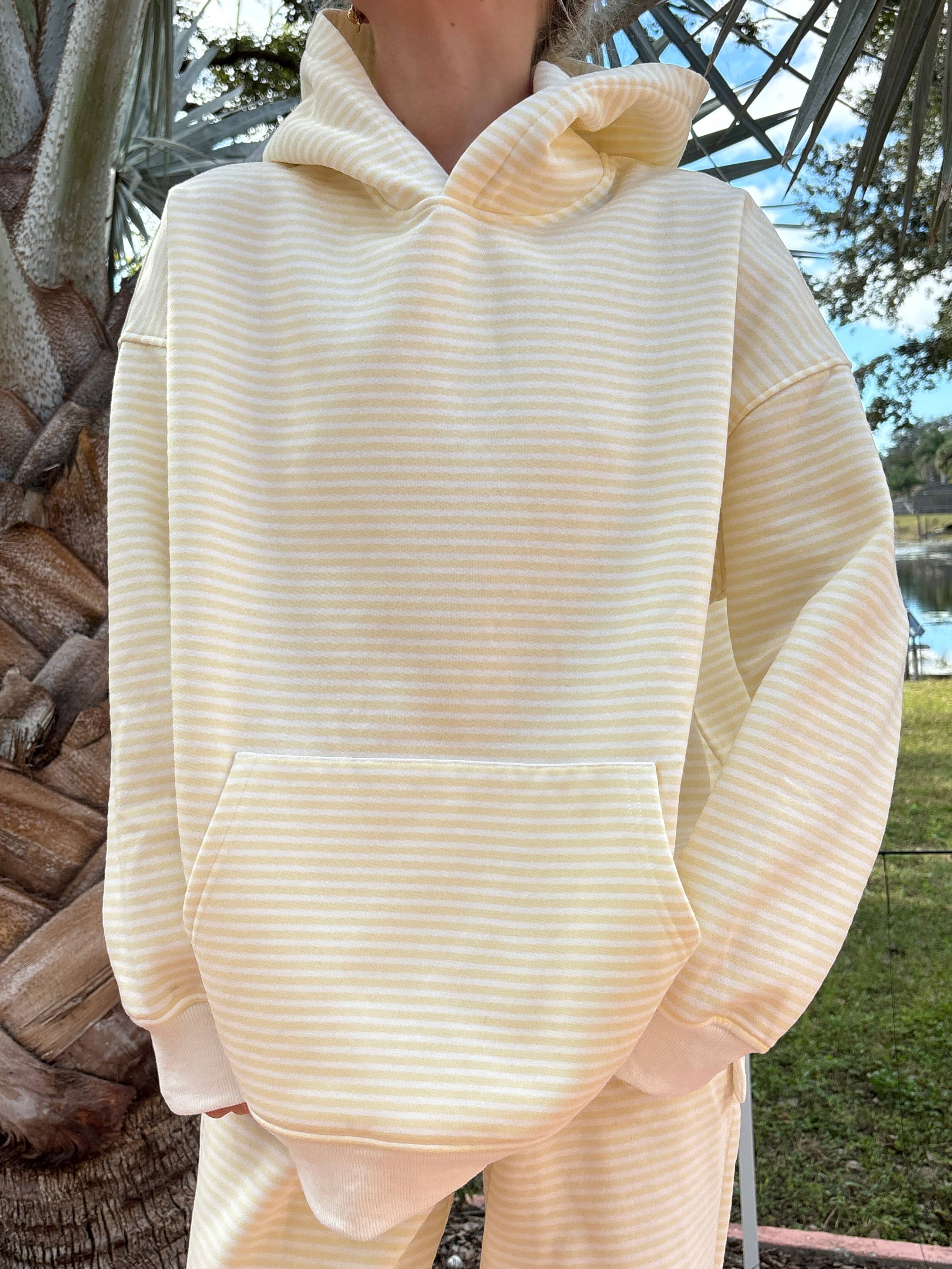 Baby Yellow and White Big Striped Hoodie for wholesale on Faire9