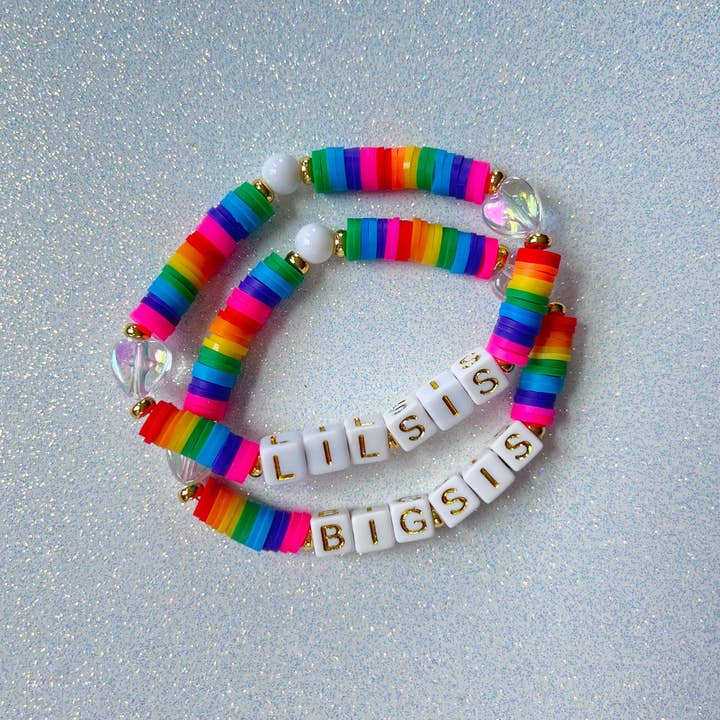 Spread the Love Today CO - Wholesale Beaded Bracelet - Kids - Big Sister and Little Sister Bracelet Set Rainbow Bracelet